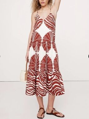 Banana Republic Cotton Poplin Tiered Midi Dress size M